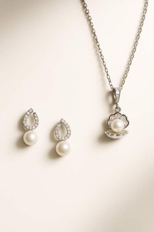 Pearl Shell Silver Pendant Set