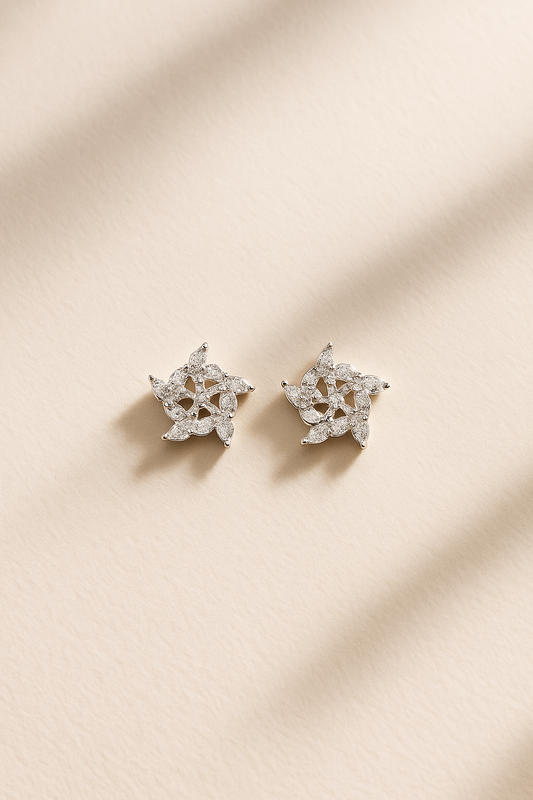 Falling Snow Silver Studs
