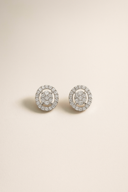 Oval AAA+ CZ  Silver Studs