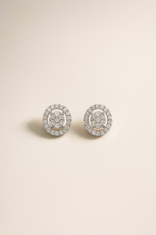 Oval AAA+ CZ  Silver Studs