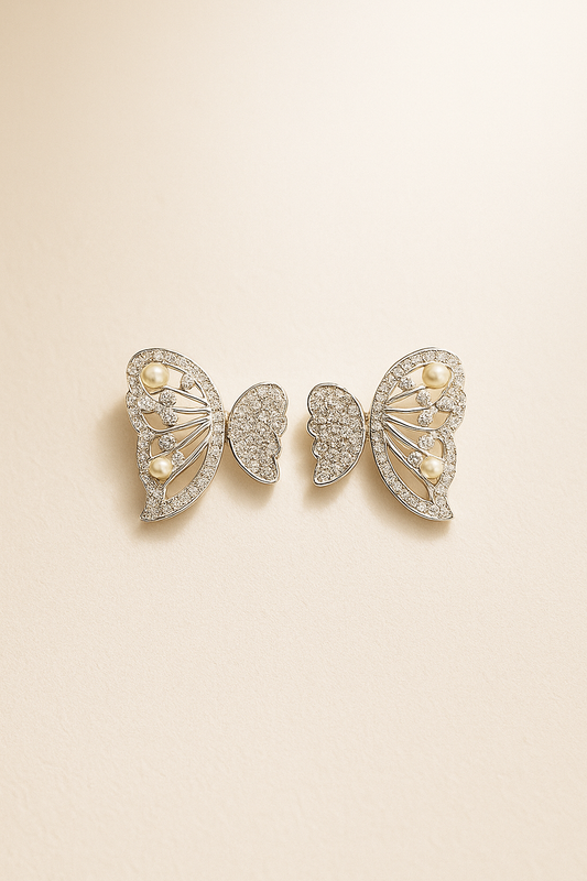Detachable Silver Butterfly Earrings