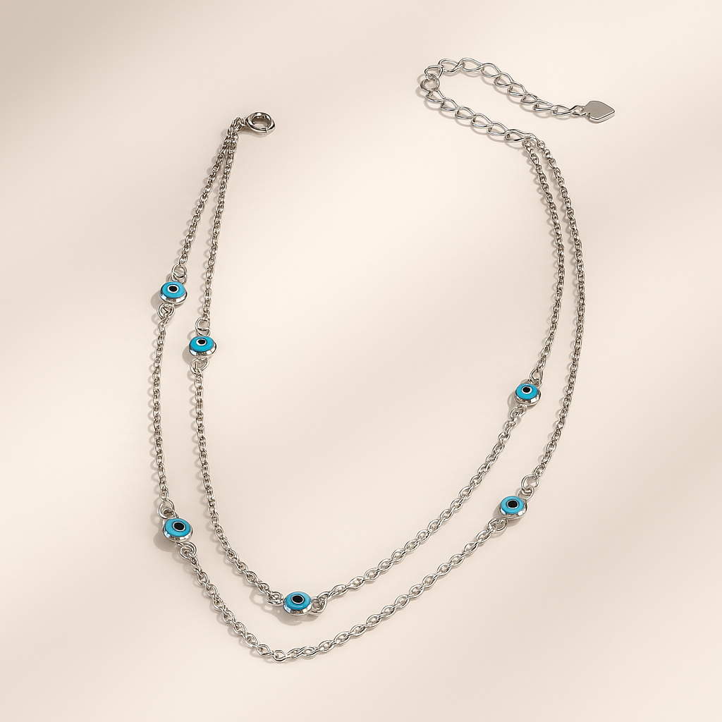 Evil Eye Silver Anklets