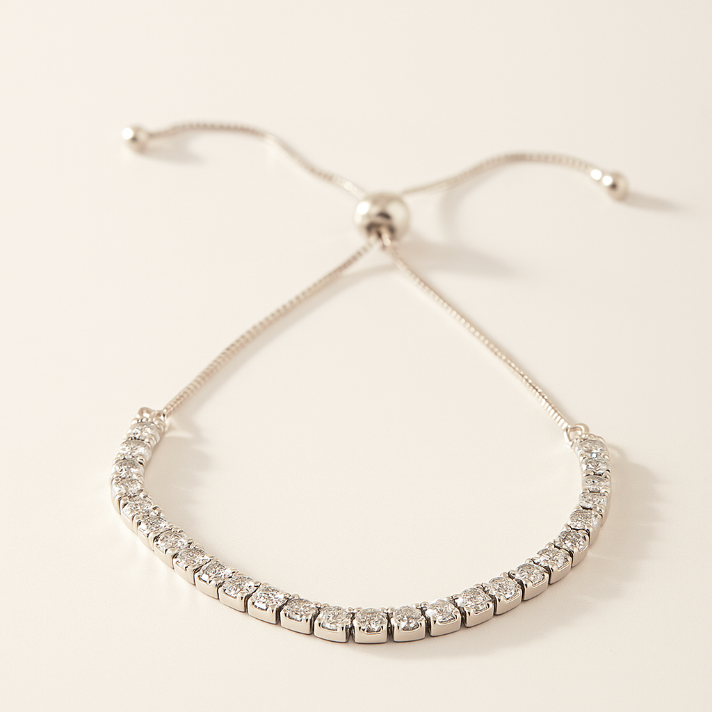 Tennis Silver Bracelet (Adjustable)