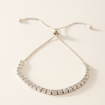 Tennis Silver Bracelet (Adjustable)