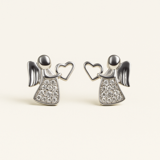 Angel of Heart Silver Studs