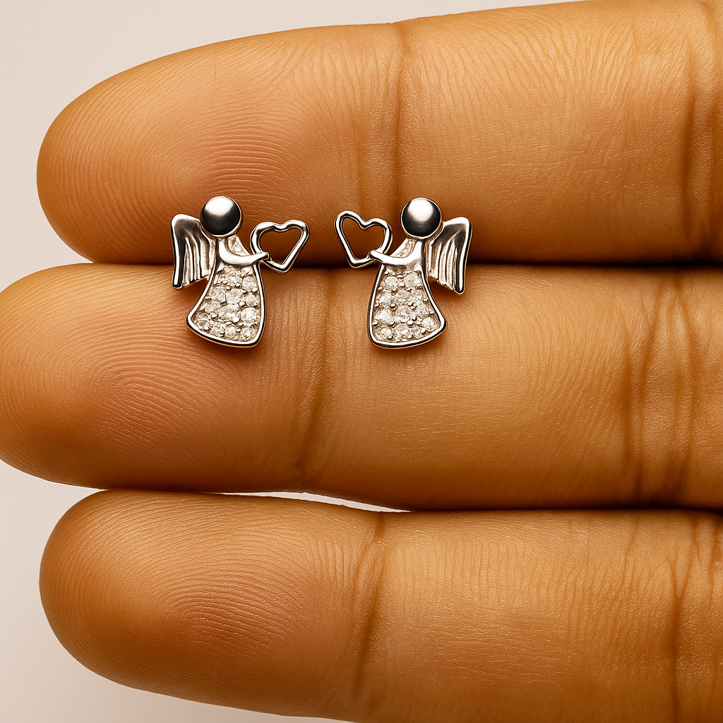 Angel of Heart Silver Studs
