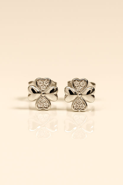 Silver Grace Heart Studs