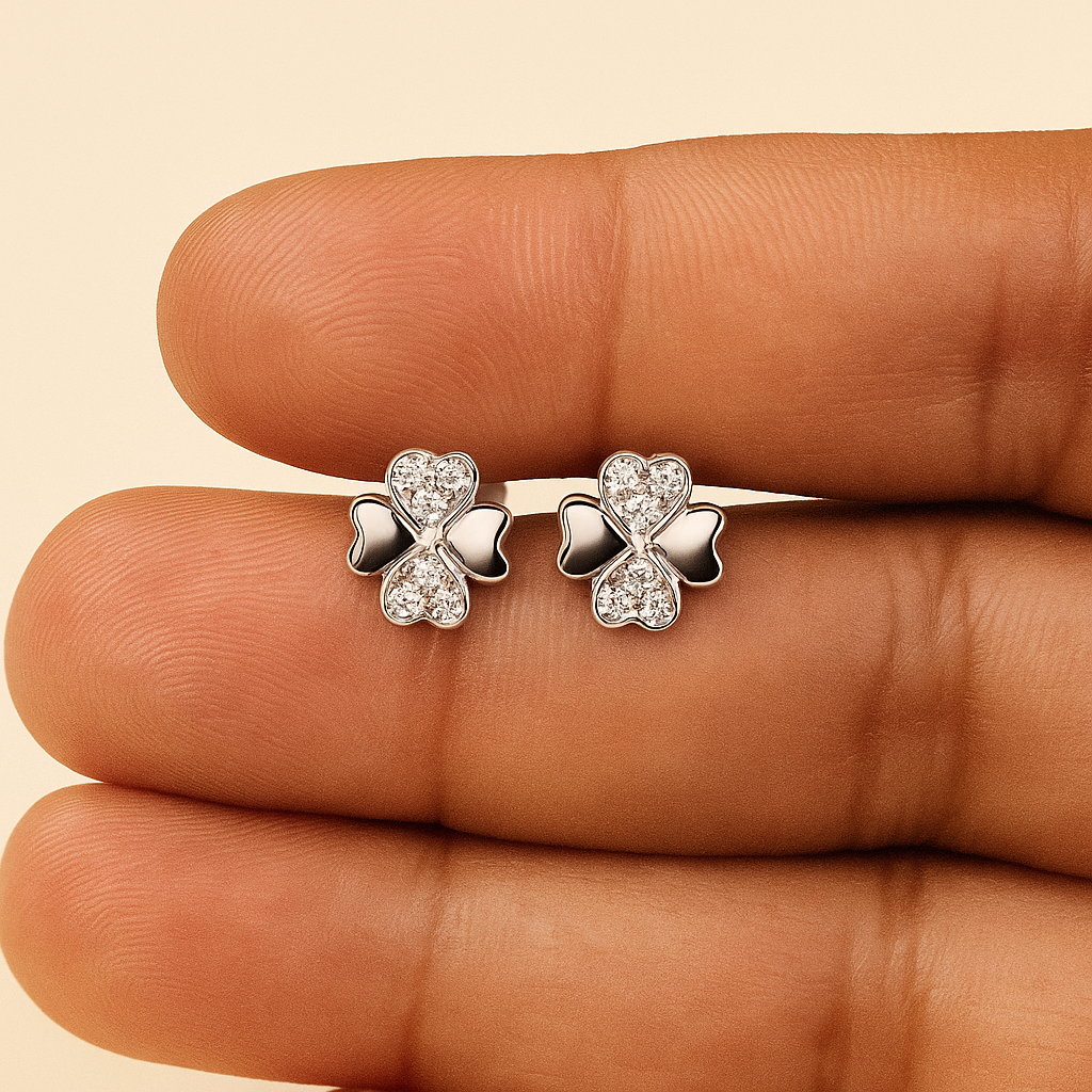 Silver Grace Heart Studs