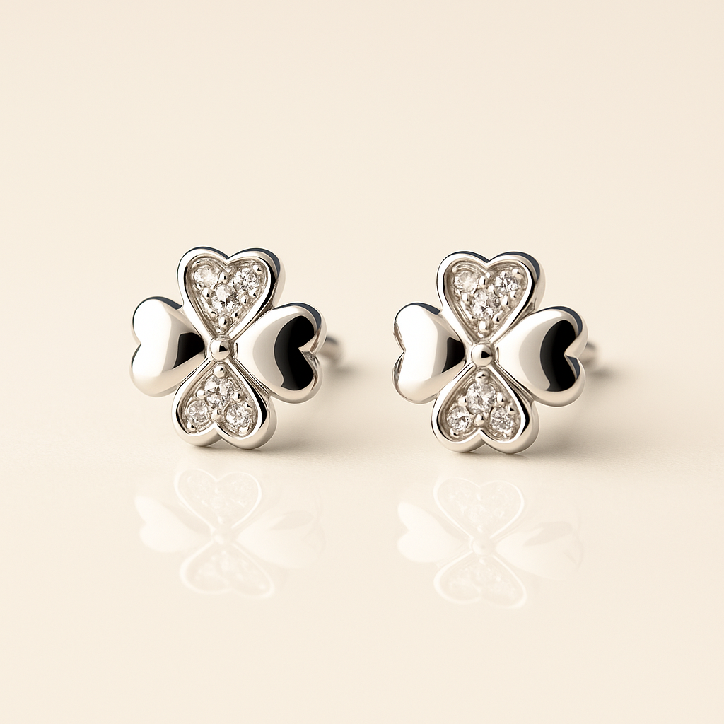 Silver Grace Heart Studs