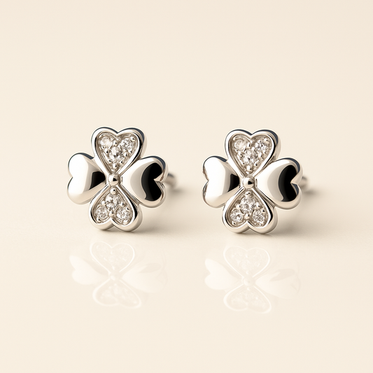 Silver Grace Heart Studs