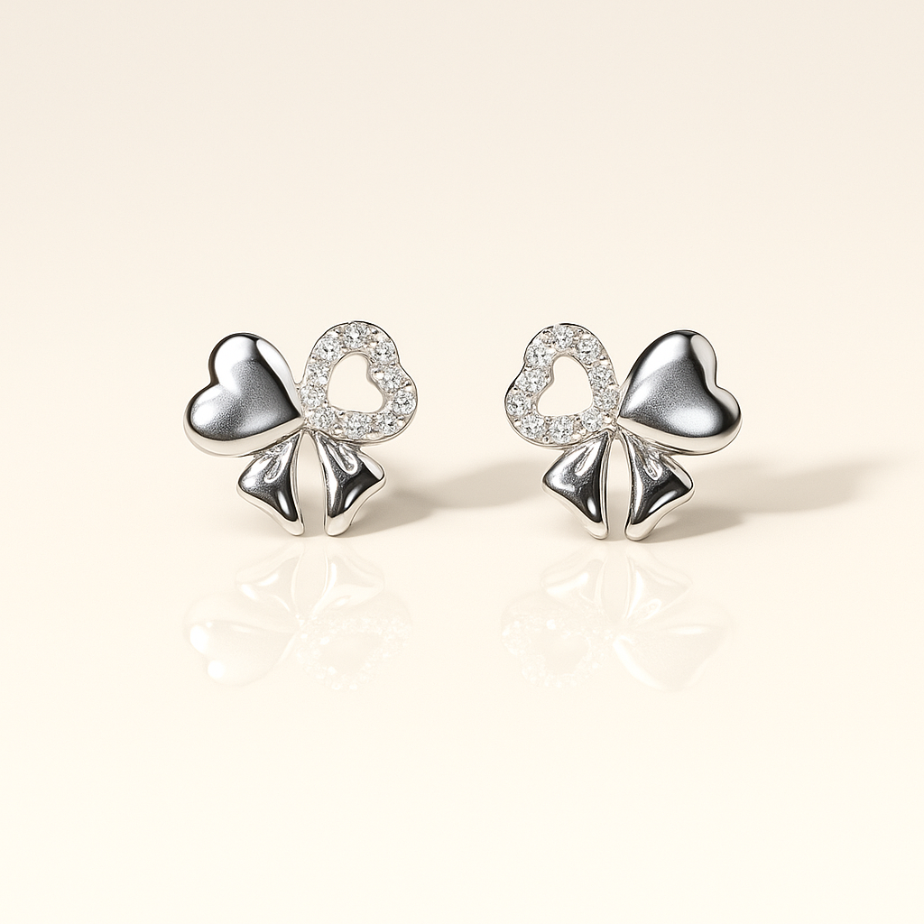 Bow of Love Silver Studs