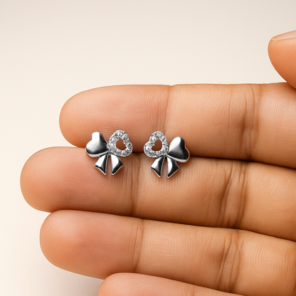 Bow of Love Silver Studs