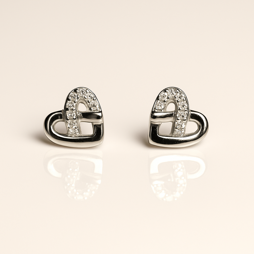 Entwined Hearts Silver Studs