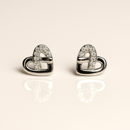 Entwined Hearts Silver Studs