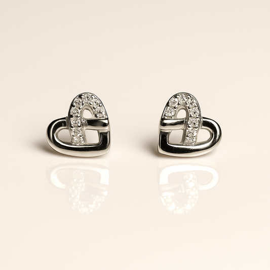 Entwined Hearts Silver Studs