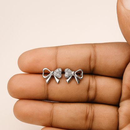 Grace Ribbon Silver Studs