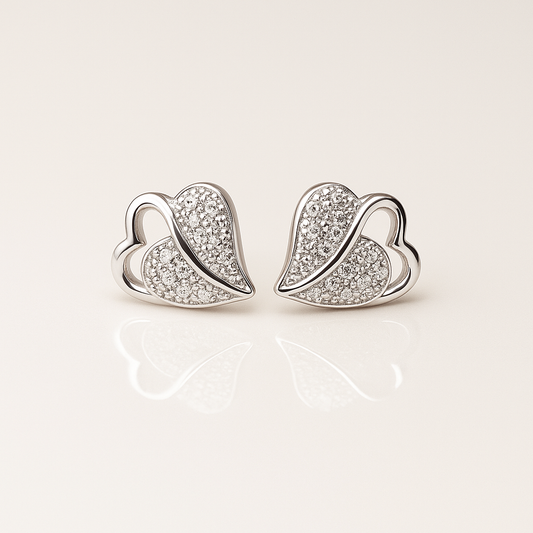 Blissful Heart Silver Studs
