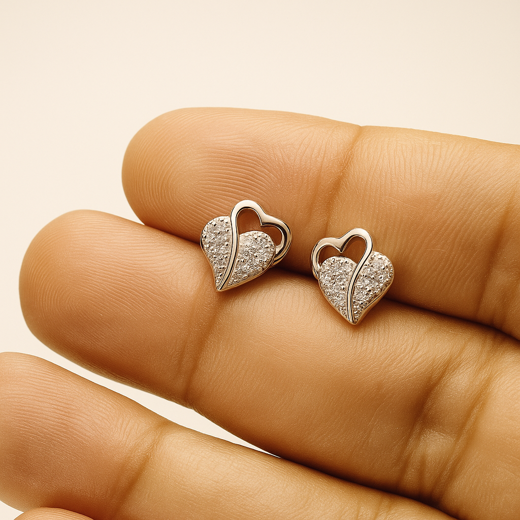 Blissful Heart Silver Studs