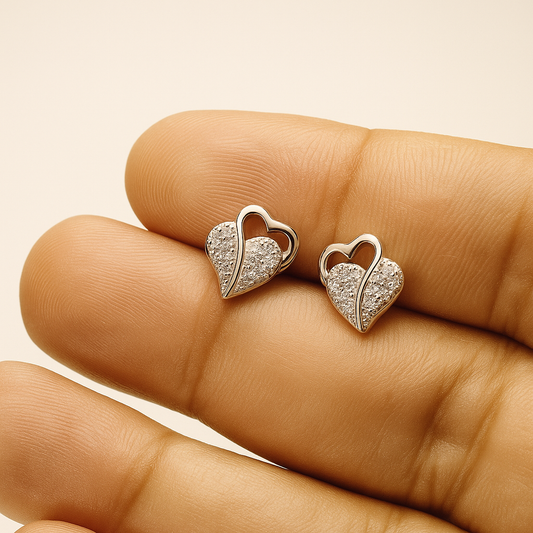 Blissful Heart Silver Studs