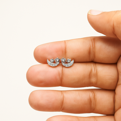 Starlit Moon Silver Studs