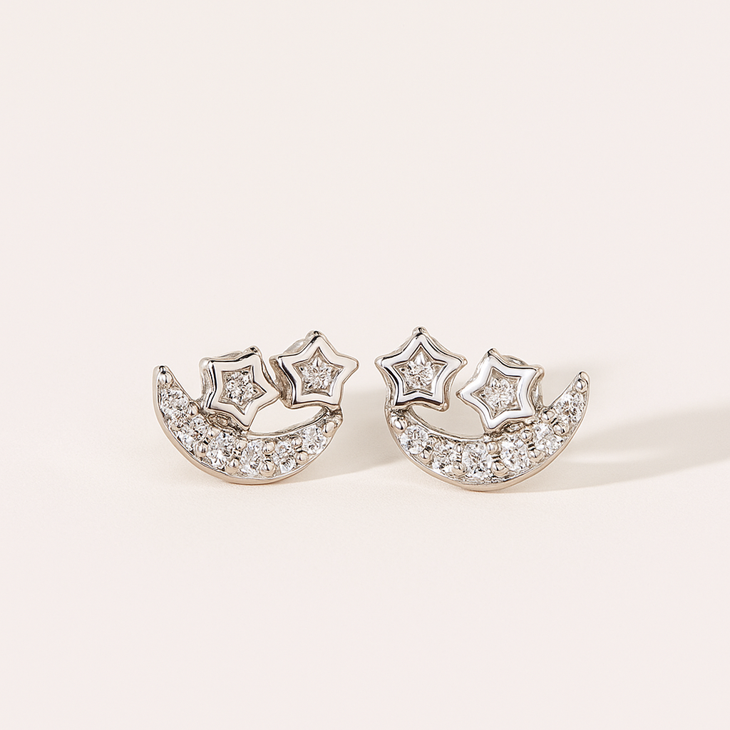 Starlit Moon Silver Studs