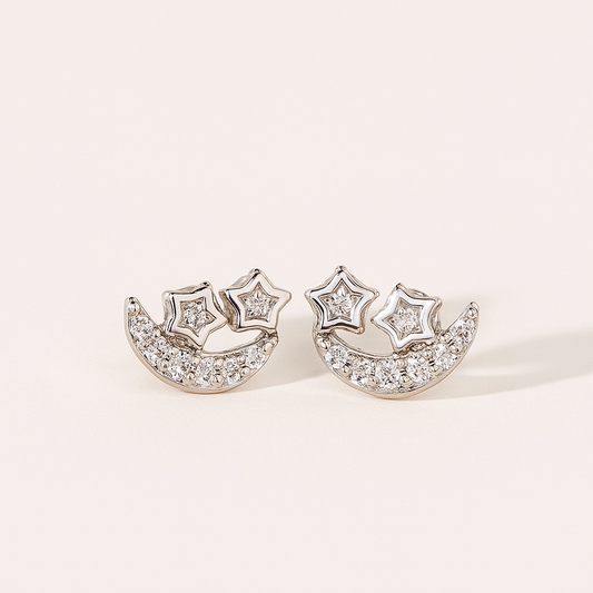 Starlit Moon Silver Studs