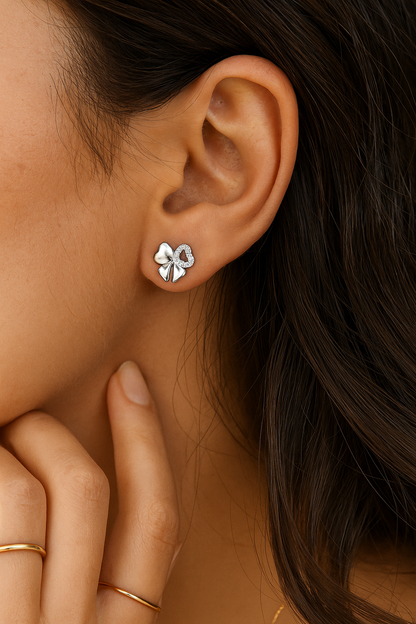 Bow of Love Silver Studs
