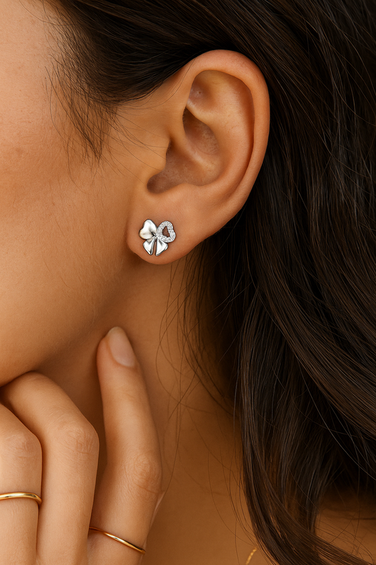 Bow of Love Silver Studs