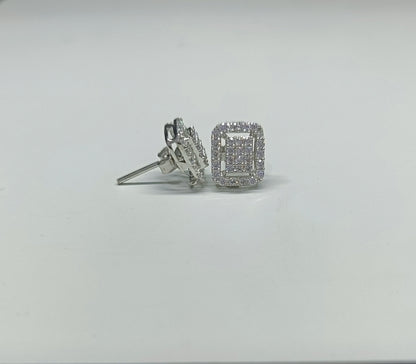 Rectangular AAA+ CZ  Silver Studs