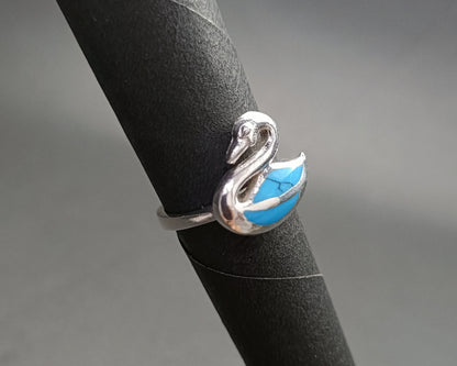 Turquoise Swan silver Ring