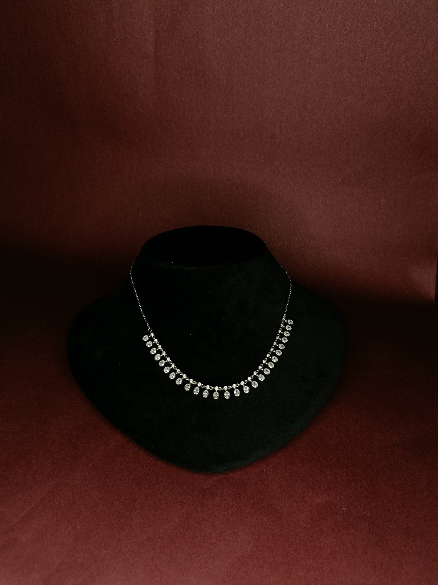 Elegant Oval  Silver Necklace