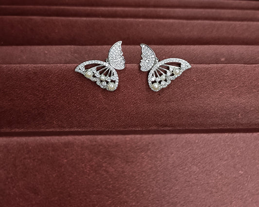 Detachable Silver Butterfly Earrings