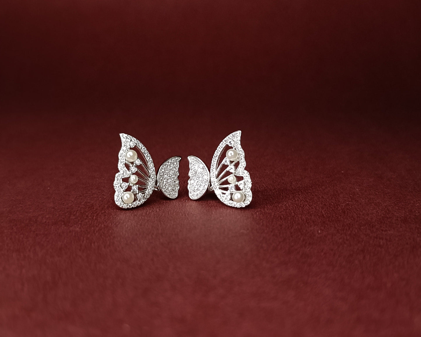 Detachable Silver Butterfly Earrings