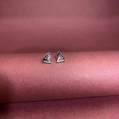 Dual Triangle Silver Earring