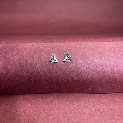 Dual Triangle Silver Earring