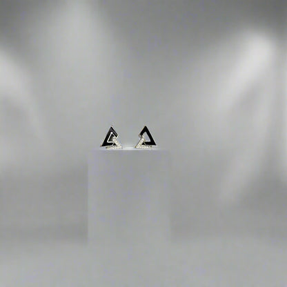 Dual Triangle Silver Earring