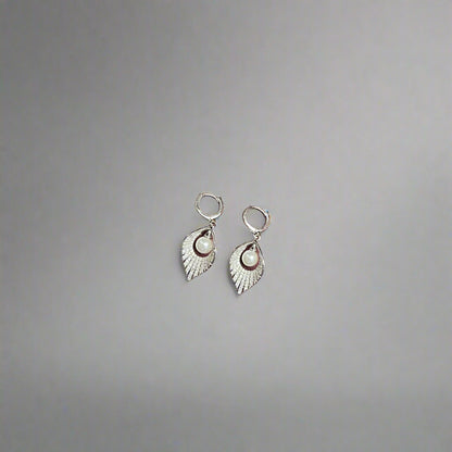 Pearl Feather Silver Earring