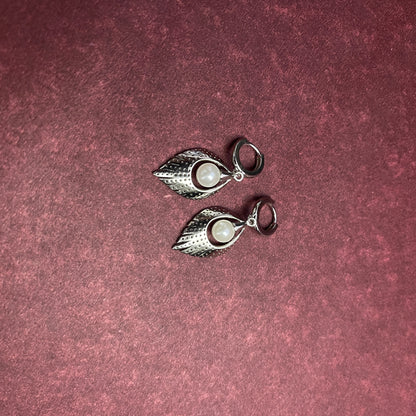 Pearl Feather Silver Earring