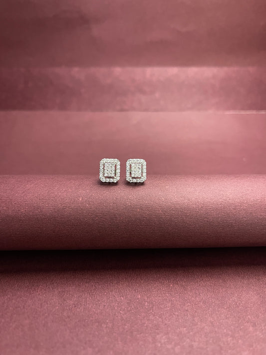 Rectangular AAA+ CZ  Silver Studs