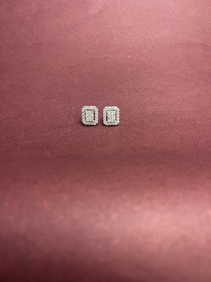 Rectangular AAA+ CZ  Silver Studs