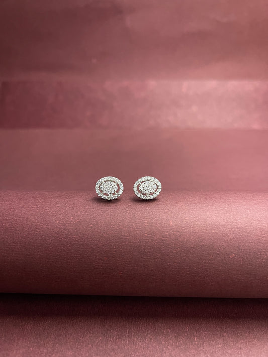 Oval AAA+ CZ  Silver Studs