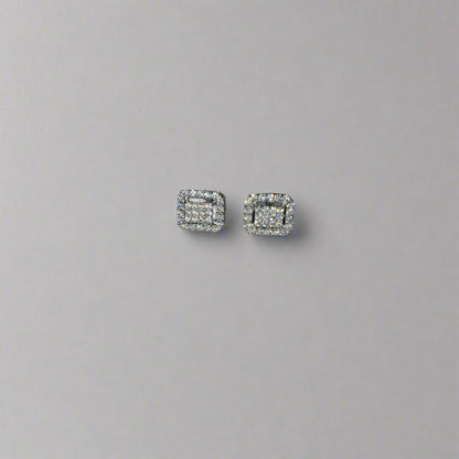 Rectangular AAA+ CZ  Silver Studs