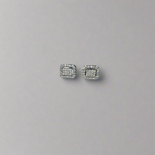Rectangular AAA+ CZ  Silver Studs