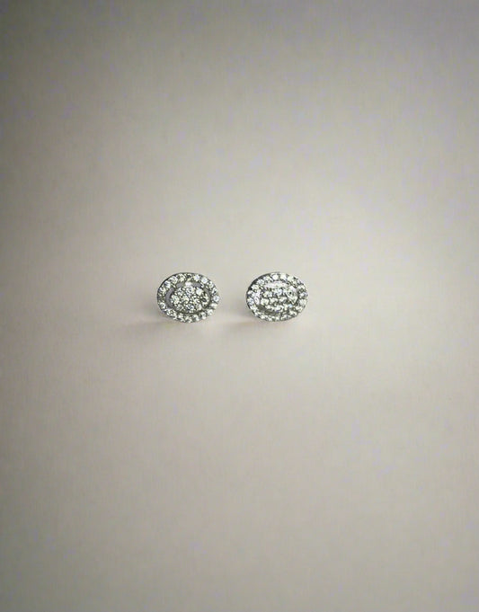 Oval AAA+ CZ  Silver Studs