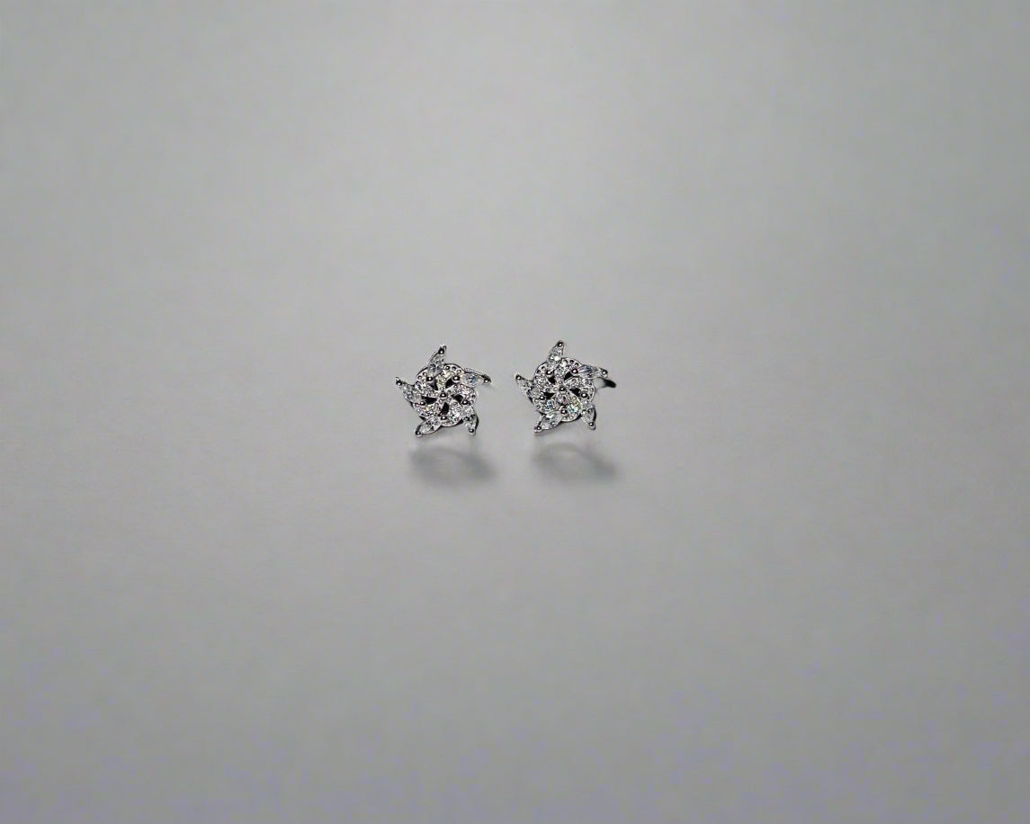 Falling Snow Silver Studs