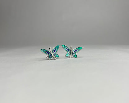 Butterfly Enamel Silver Earrings