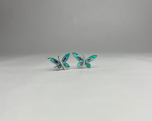 Butterfly Enamel Silver Earrings