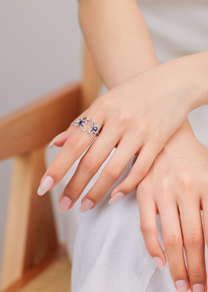 Graceful Blue Stone Silver Ring