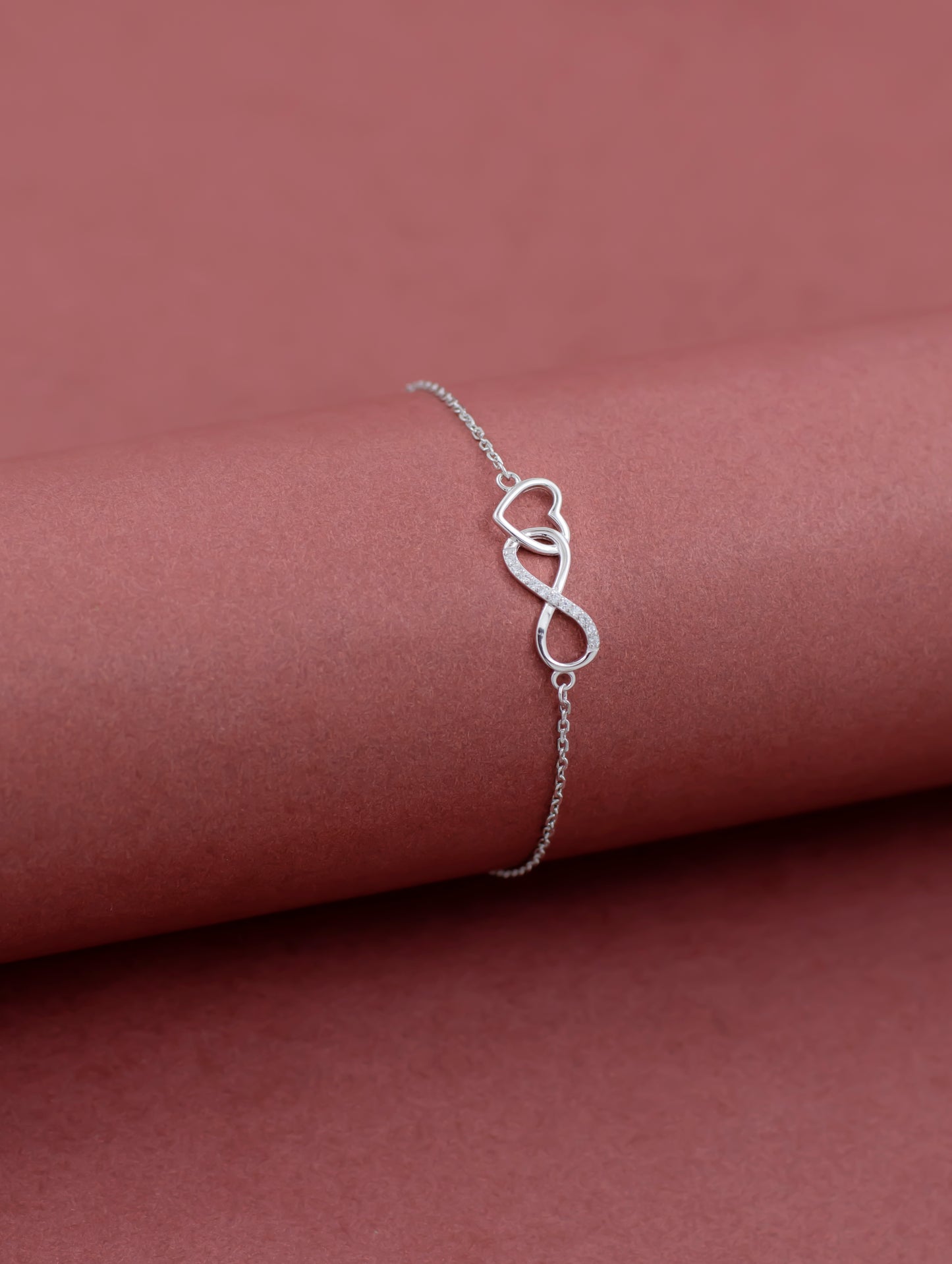 Infinity Heart Silver Chain Bracelet